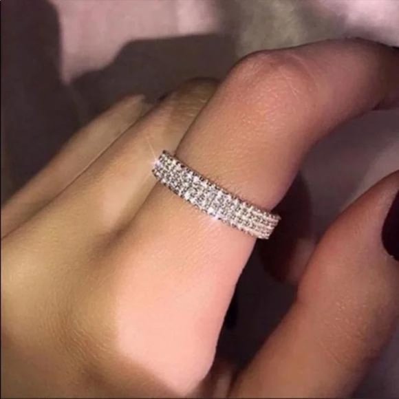 NEW 925 STERLING SILVER FULL ETERNITY BAND RING - Picture 2 of 6